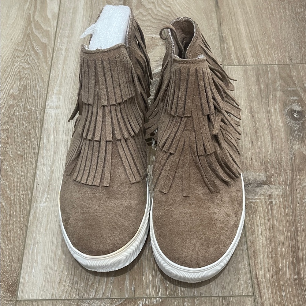 Very G Fringe Suede Ankle Booties - Brown
